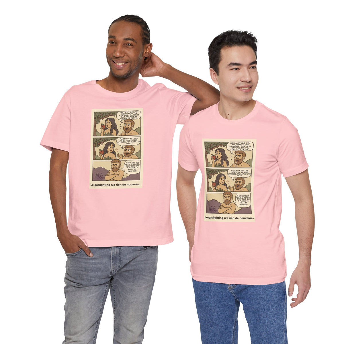 Unisex T-shirt - Retro Comics - Adam and Eve... Gaslighting is nothing new