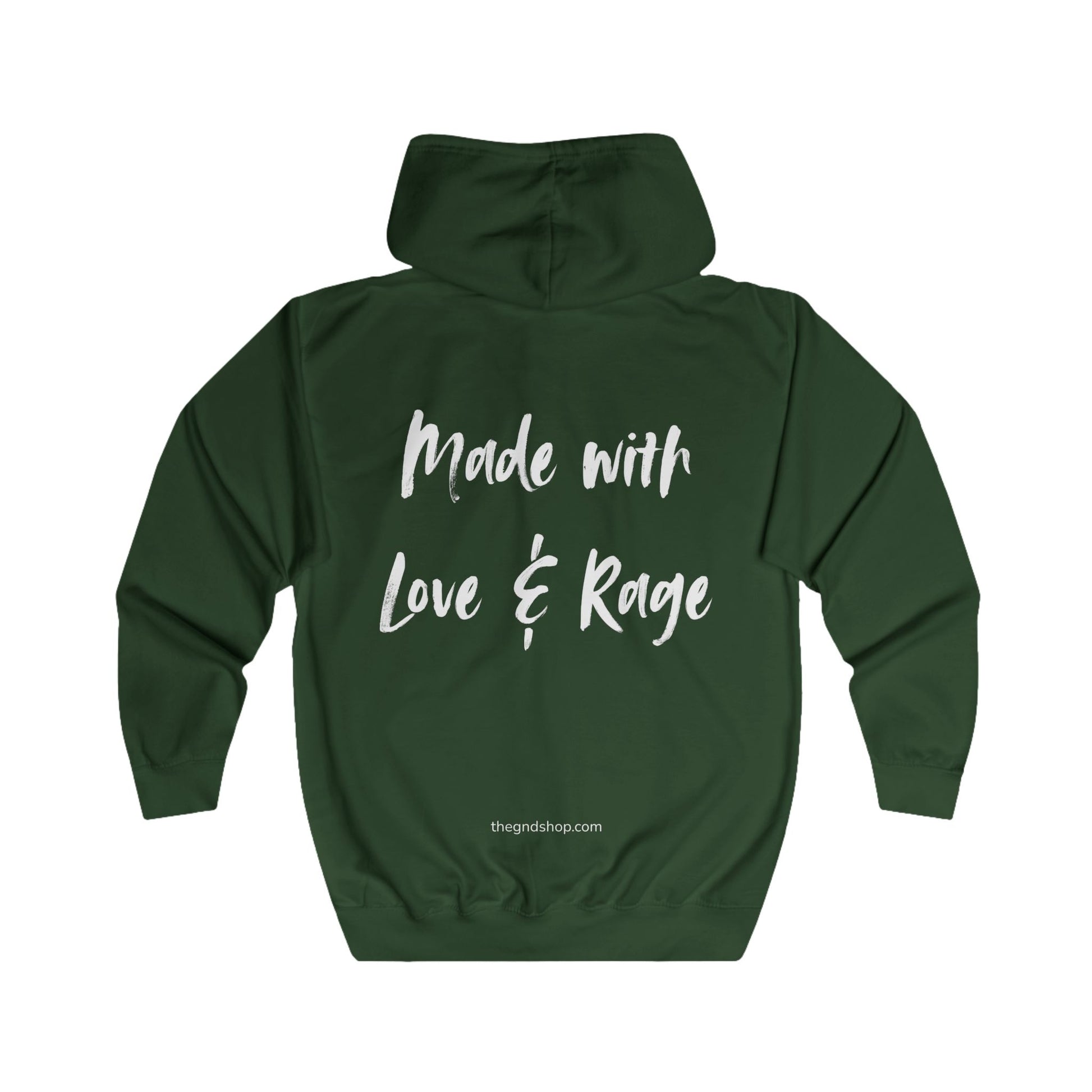 Full-zip hoodie - Made With Love & Rage - The GND Shop
