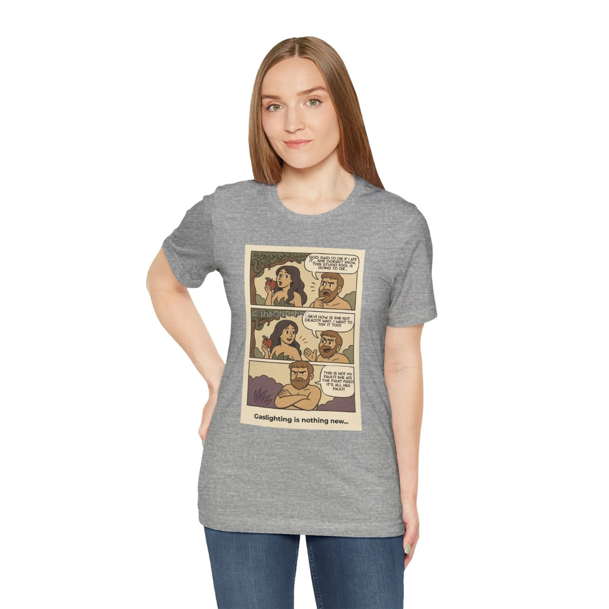 Unisex T-shirt - Comic-Inspired - Adam and Eve... Gaslighting is nothing new
