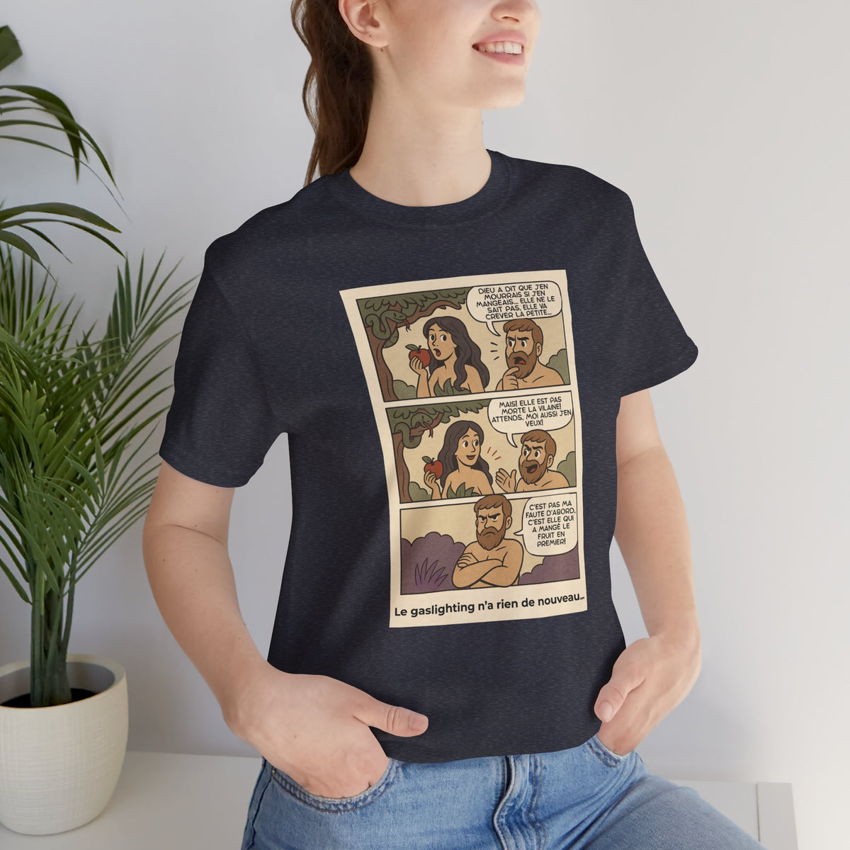 Unisex T-shirt - Retro Comics - Adam and Eve... Gaslighting is nothing new