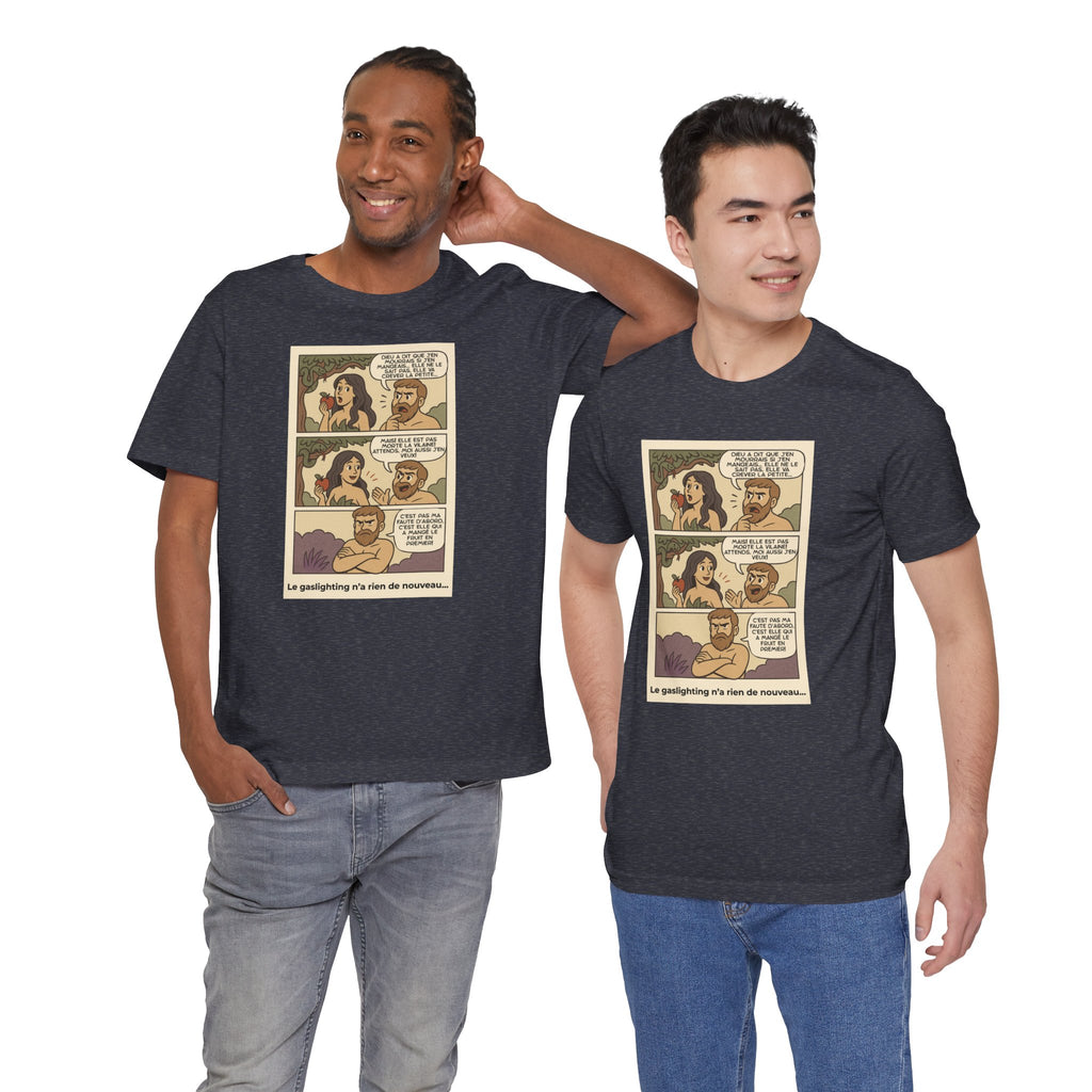 Unisex T-shirt - Retro Comics - Adam and Eve... Gaslighting is nothing new