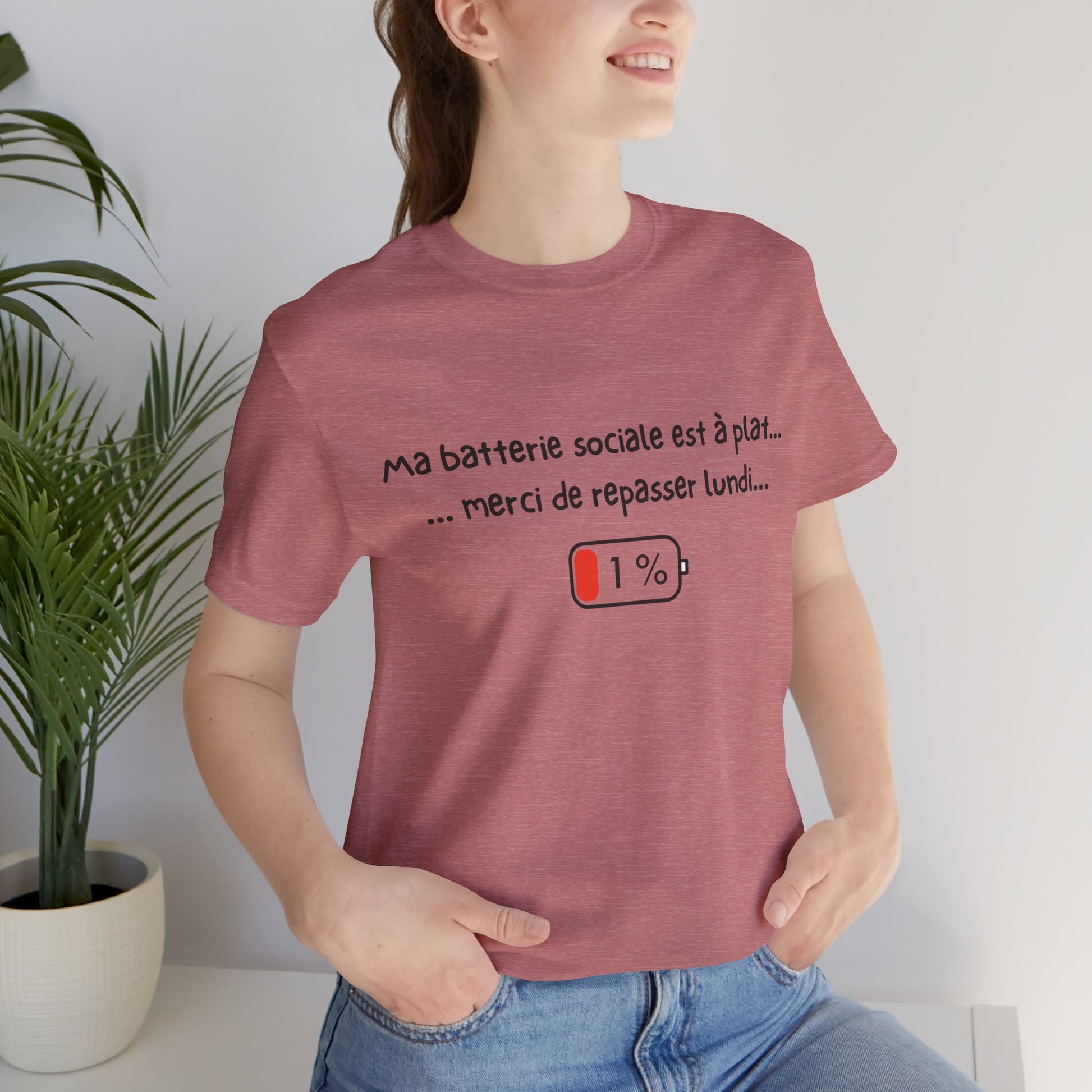 Unisex T-Shirt - Ma batterie sociale est à plat... merci de repasser lundi