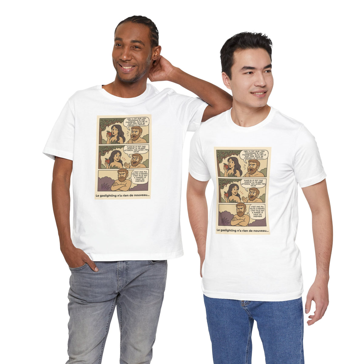 Unisex T-shirt - Retro Comics - Adam and Eve... Gaslighting is nothing new