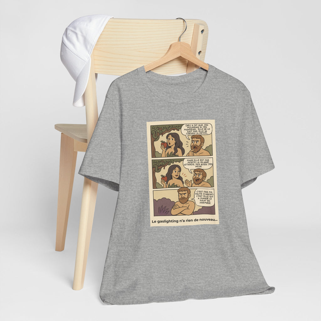 Unisex T-shirt - Retro Comics - Adam and Eve... Gaslighting is nothing new