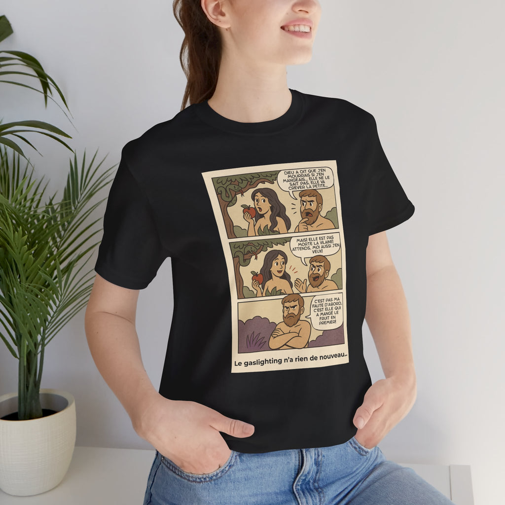 Unisex T-shirt - Retro Comics - Adam and Eve... Gaslighting is nothing new