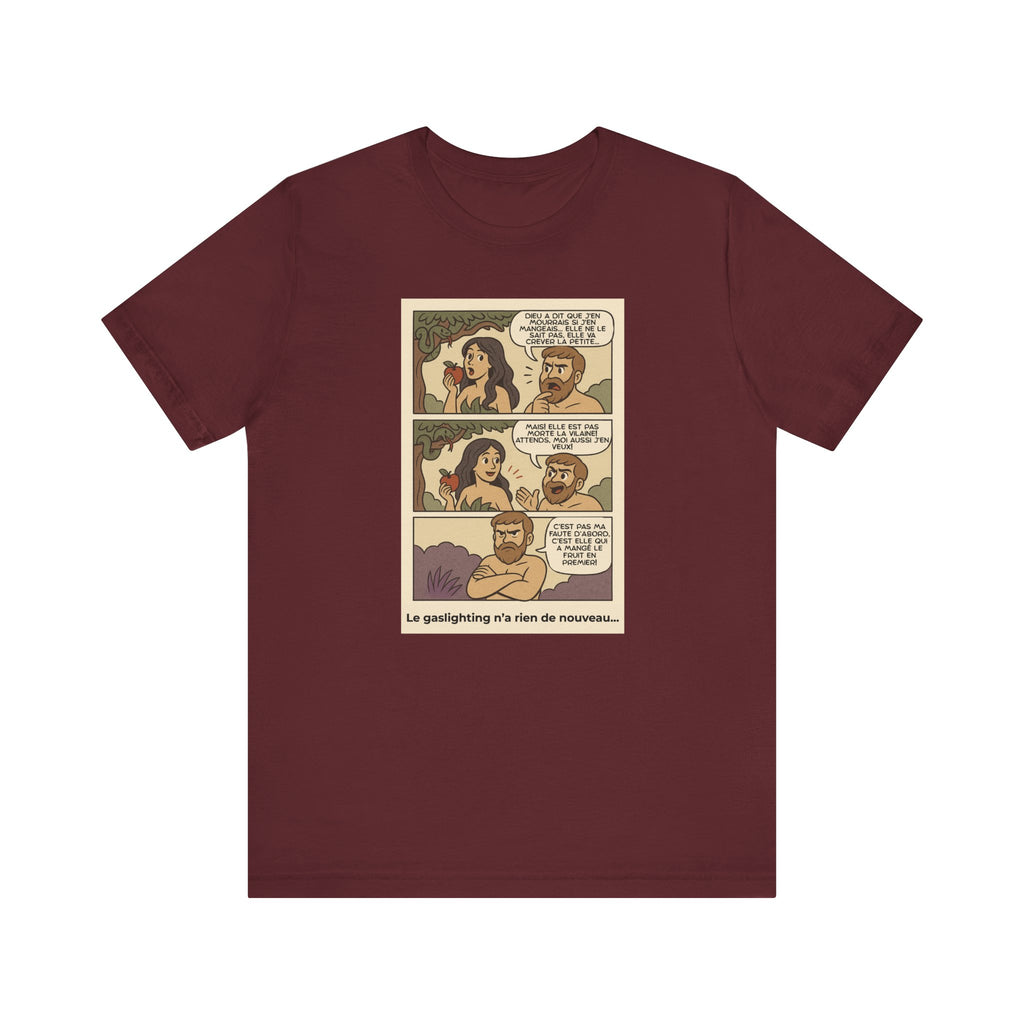 Unisex T-shirt - Retro Comics - Adam and Eve... Gaslighting is nothing new
