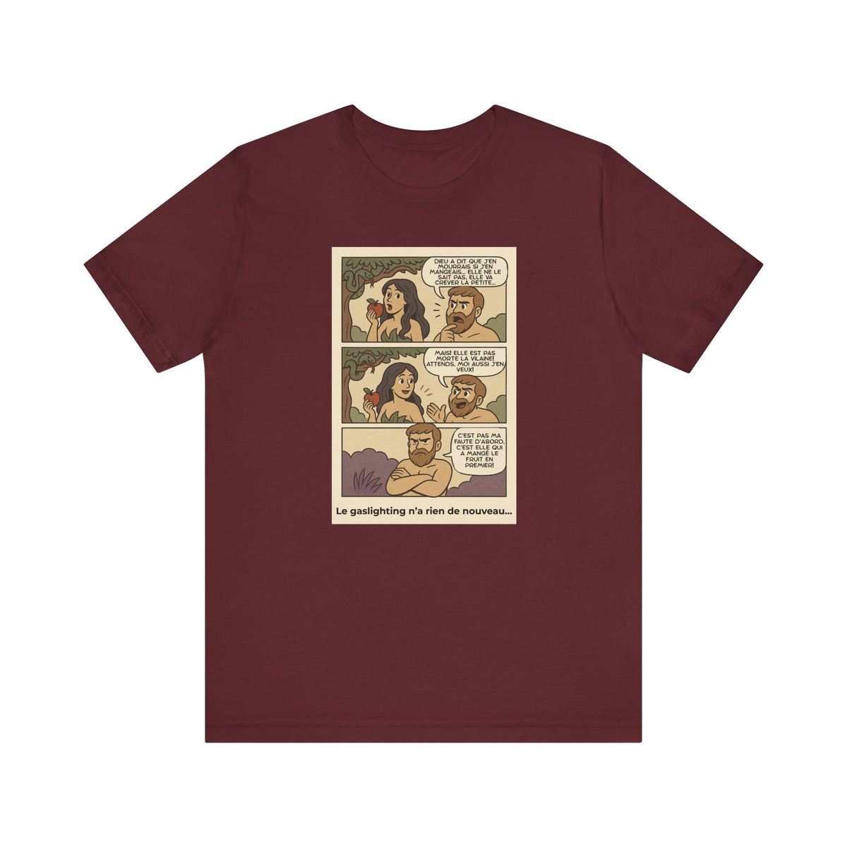 Unisex T-shirt - Retro Comics - Adam and Eve... Gaslighting is nothing new
