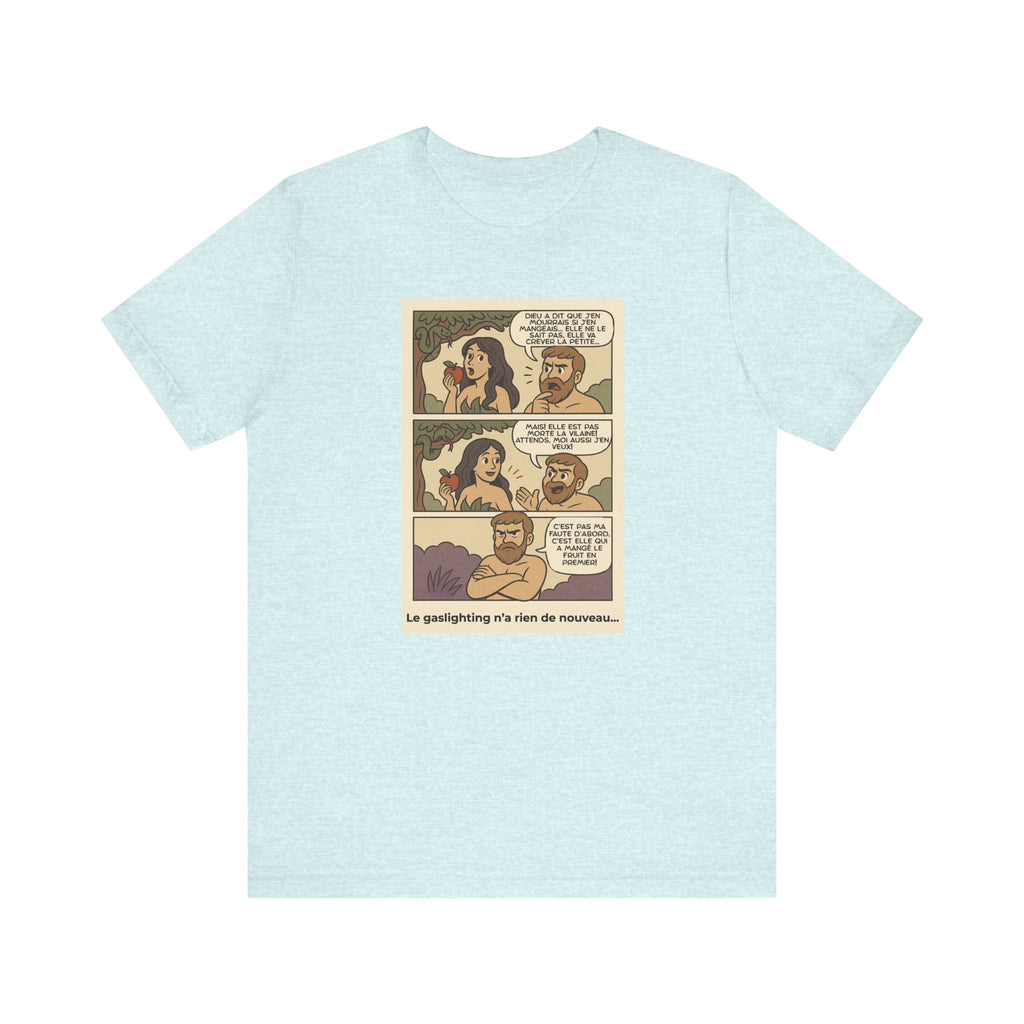 Unisex T-shirt - Retro Comics - Adam and Eve... Gaslighting is nothing new