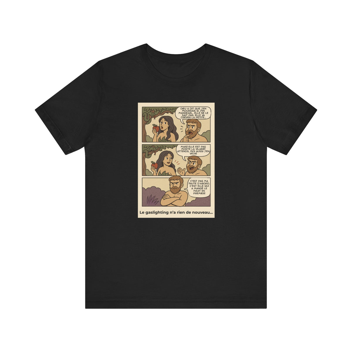 Unisex T-shirt - Retro Comics - Adam and Eve... Gaslighting is nothing new