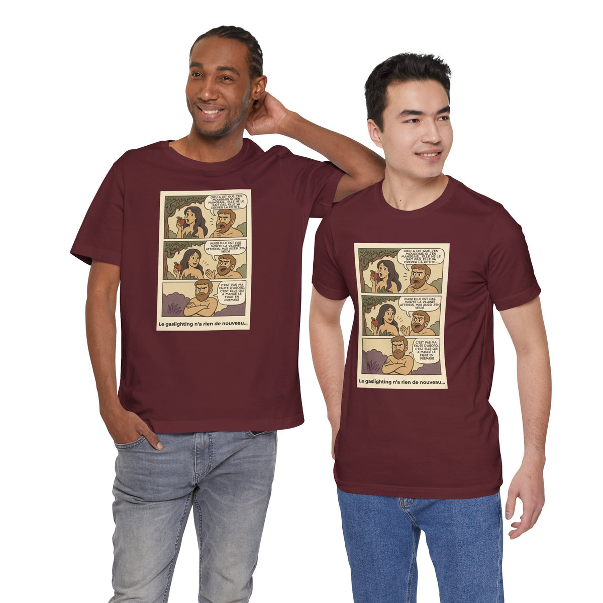 Unisex T-shirt - Retro Comics - Adam and Eve... Gaslighting is nothing new