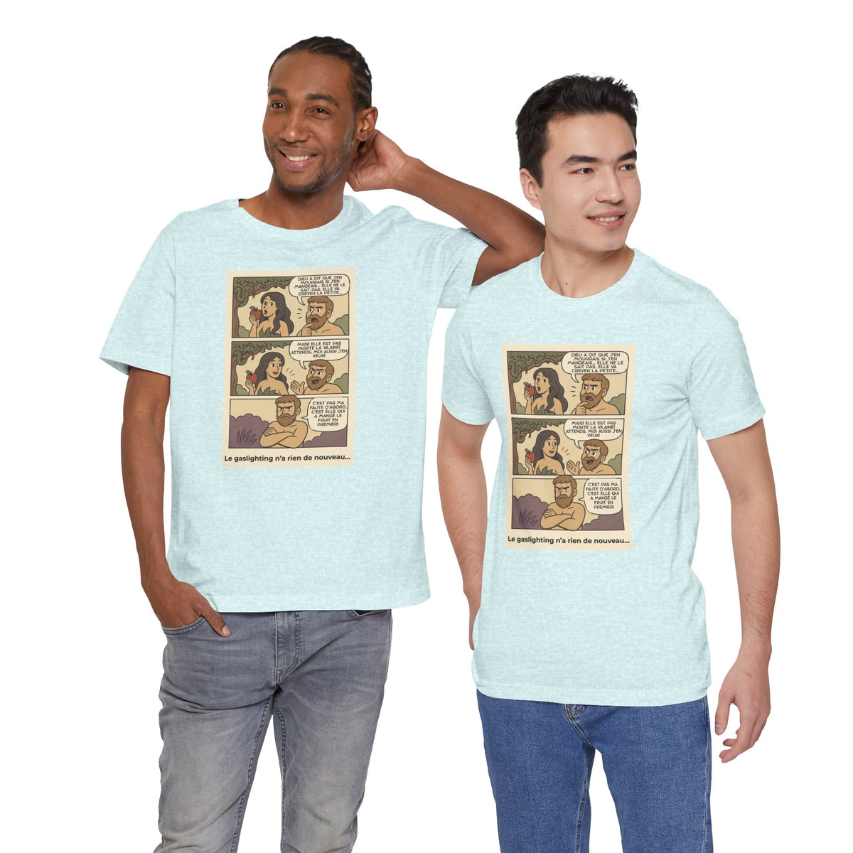 Unisex T-shirt - Retro Comics - Adam and Eve... Gaslighting is nothing new