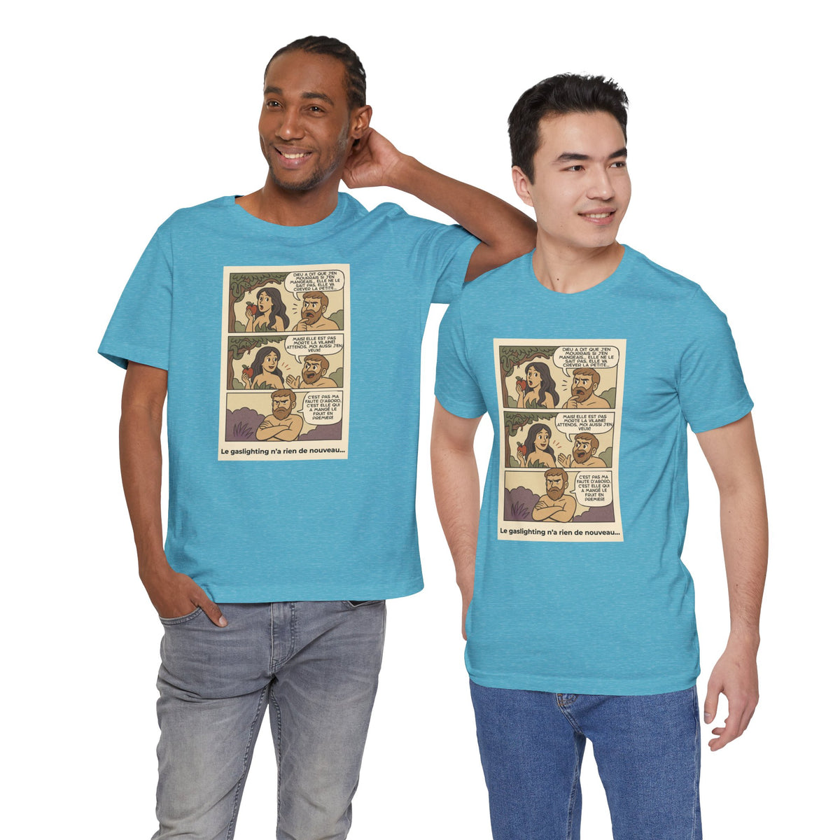 Unisex T-shirt - Retro Comics - Adam and Eve... Gaslighting is nothing new