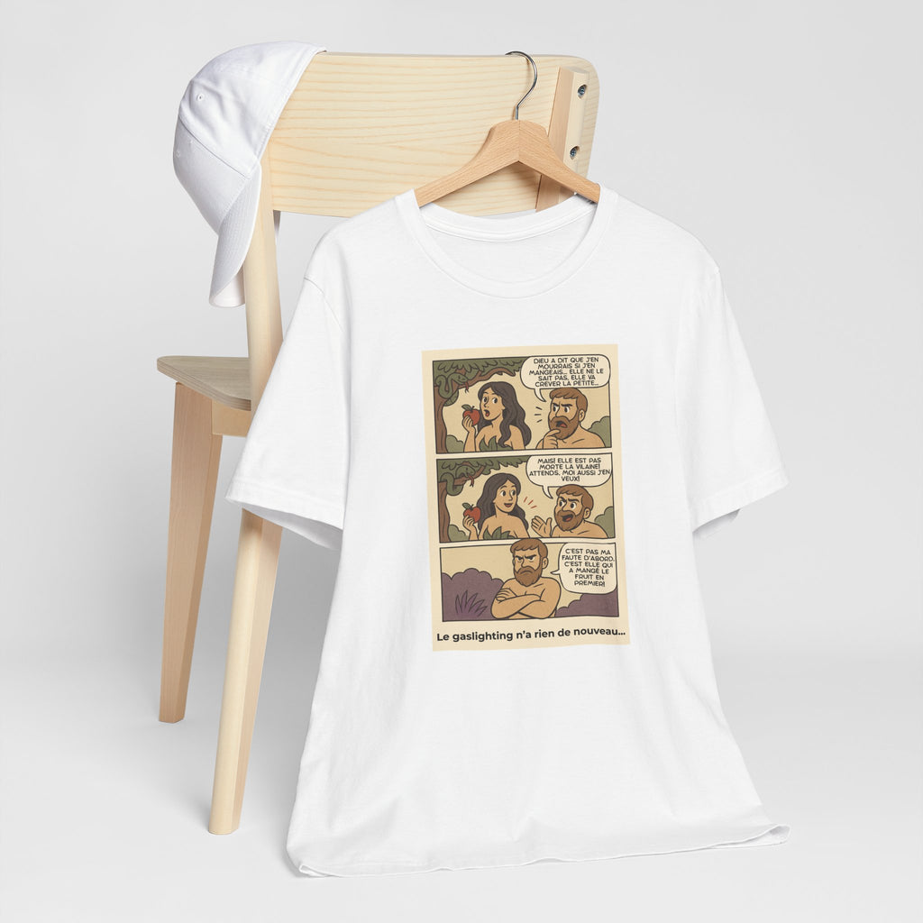 Unisex T-shirt - Retro Comics - Adam and Eve... Gaslighting is nothing new
