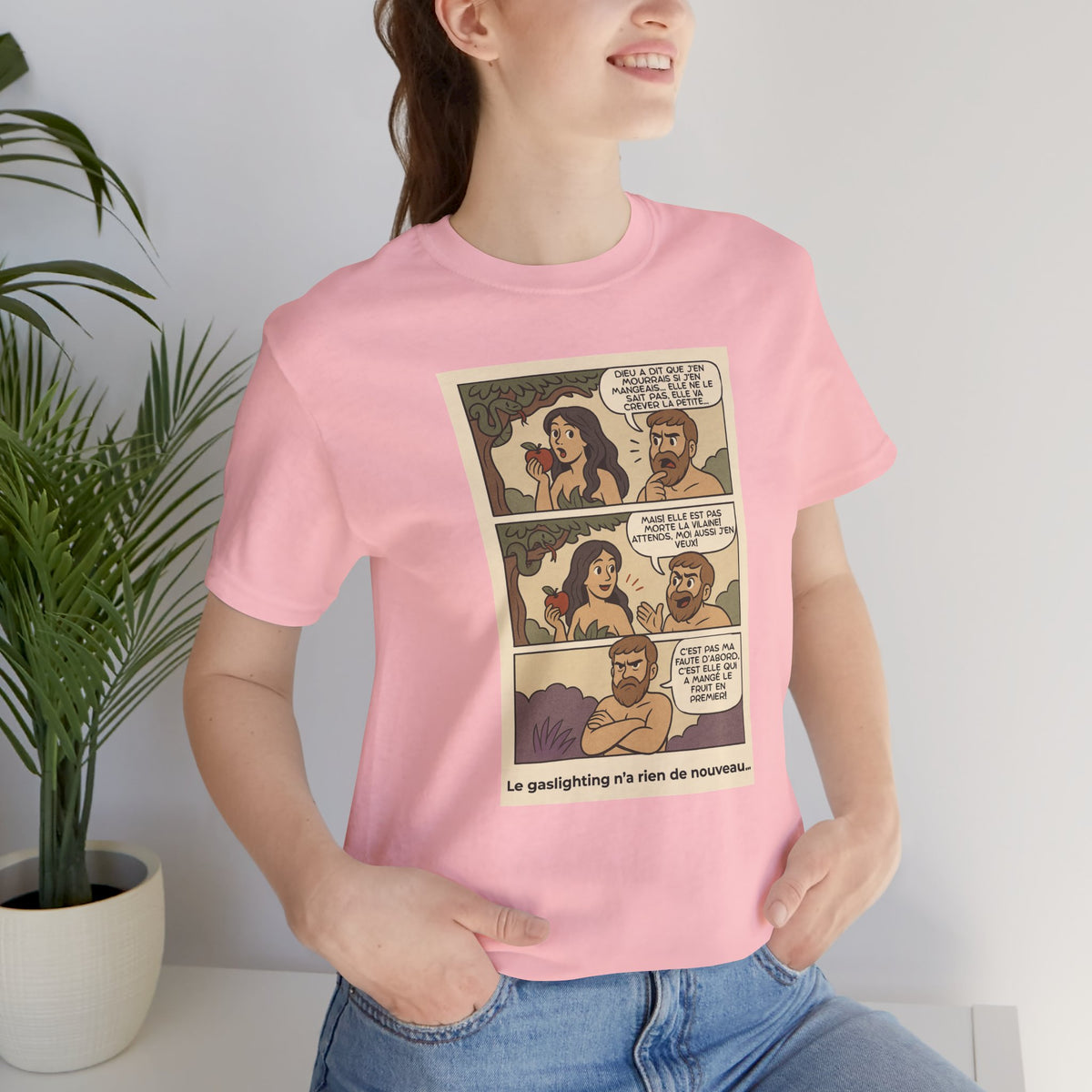 Unisex T-shirt - Retro Comics - Adam and Eve... Gaslighting is nothing new