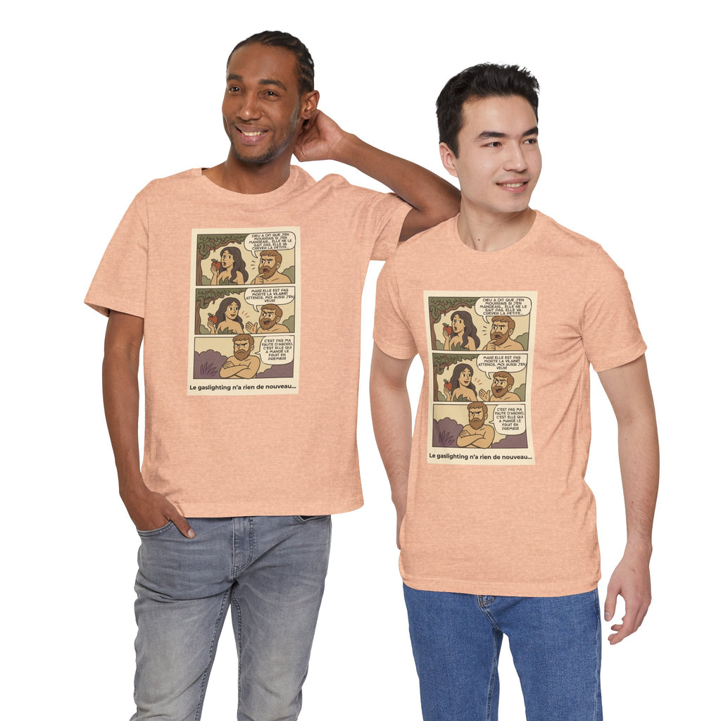 Unisex T-shirt - Retro Comics - Adam and Eve... Gaslighting is nothing new