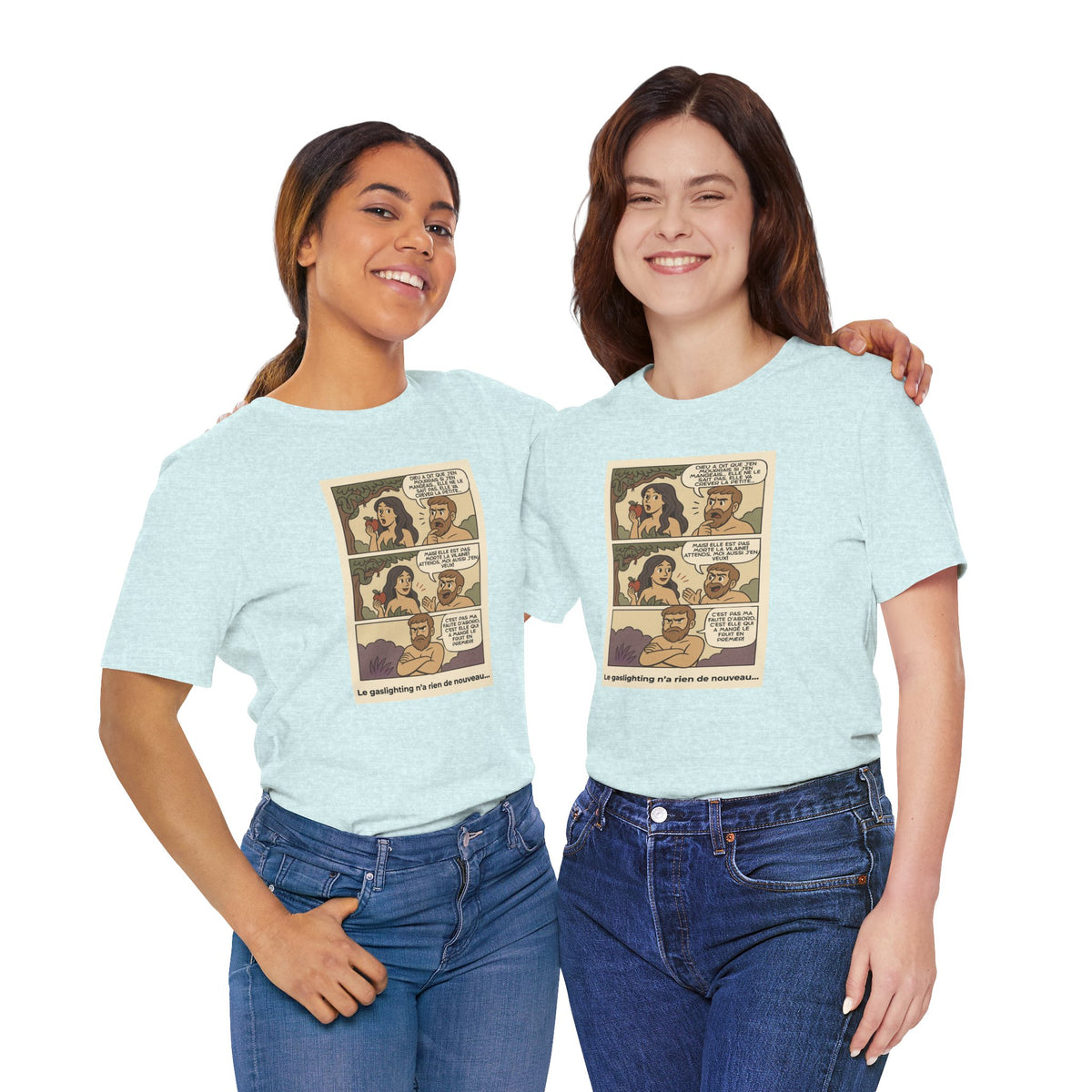 Unisex T-shirt - Retro Comics - Adam and Eve... Gaslighting is nothing new