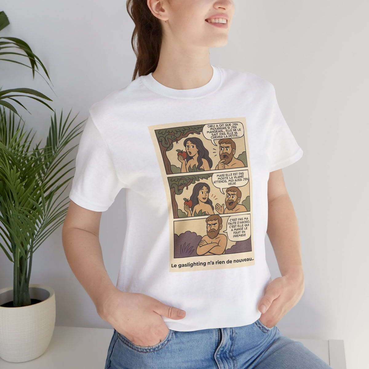 Unisex T-shirt - Retro Comics - Adam and Eve... Gaslighting is nothing new