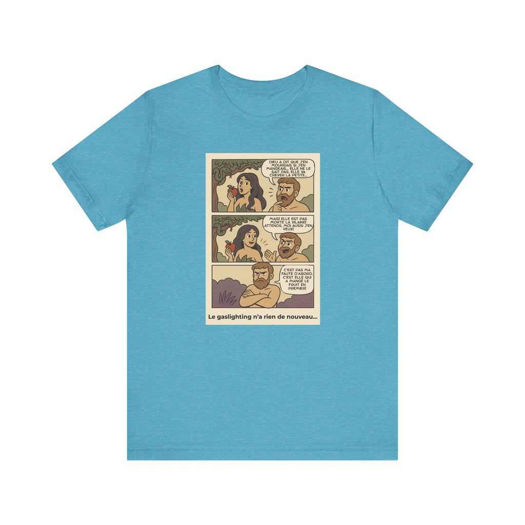 Unisex T-shirt - Retro Comics - Adam and Eve... Gaslighting is nothing new