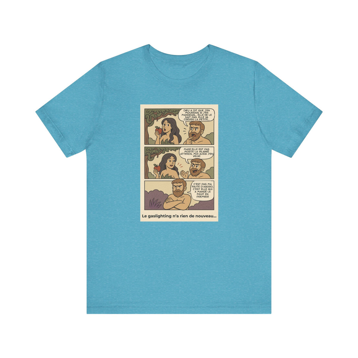 Unisex T-shirt - Retro Comics - Adam and Eve... Gaslighting is nothing new