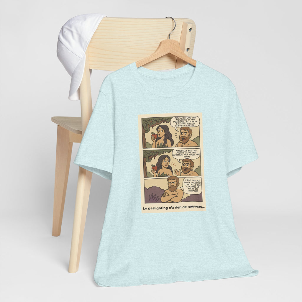Unisex T-shirt - Retro Comics - Adam and Eve... Gaslighting is nothing new