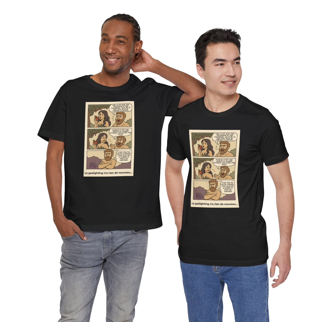 Unisex T-shirt - Retro Comics - Adam and Eve... Gaslighting is nothing new