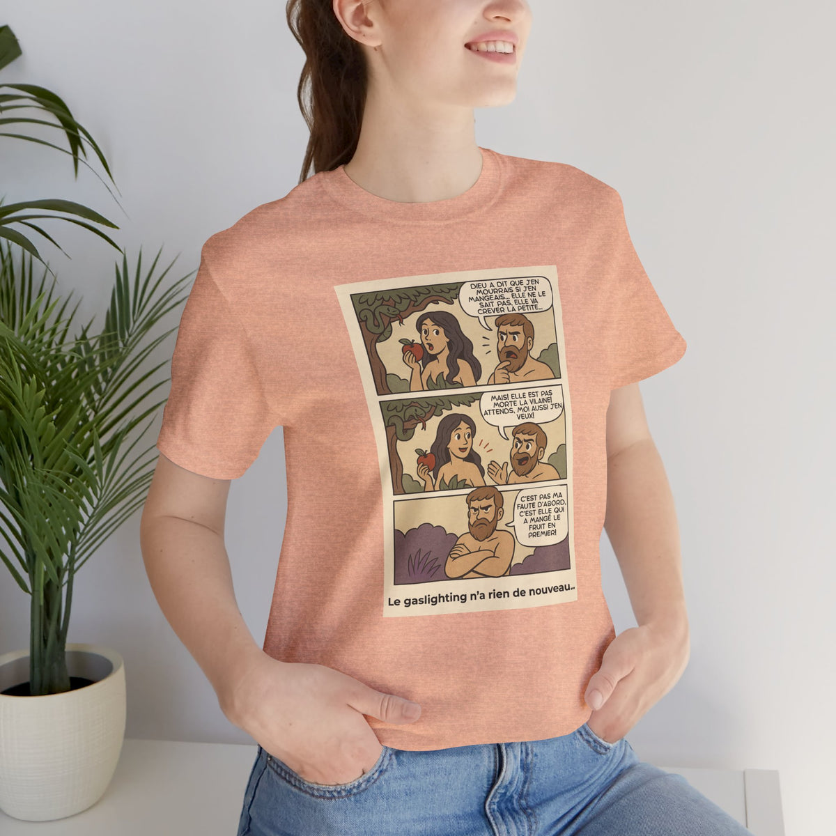 Unisex T-shirt - Retro Comics - Adam and Eve... Gaslighting is nothing new