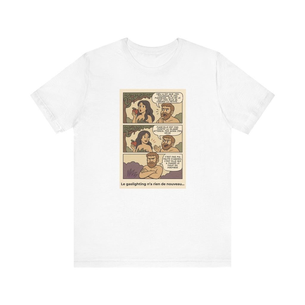 Unisex T-shirt - Retro Comics - Adam and Eve... Gaslighting is nothing new