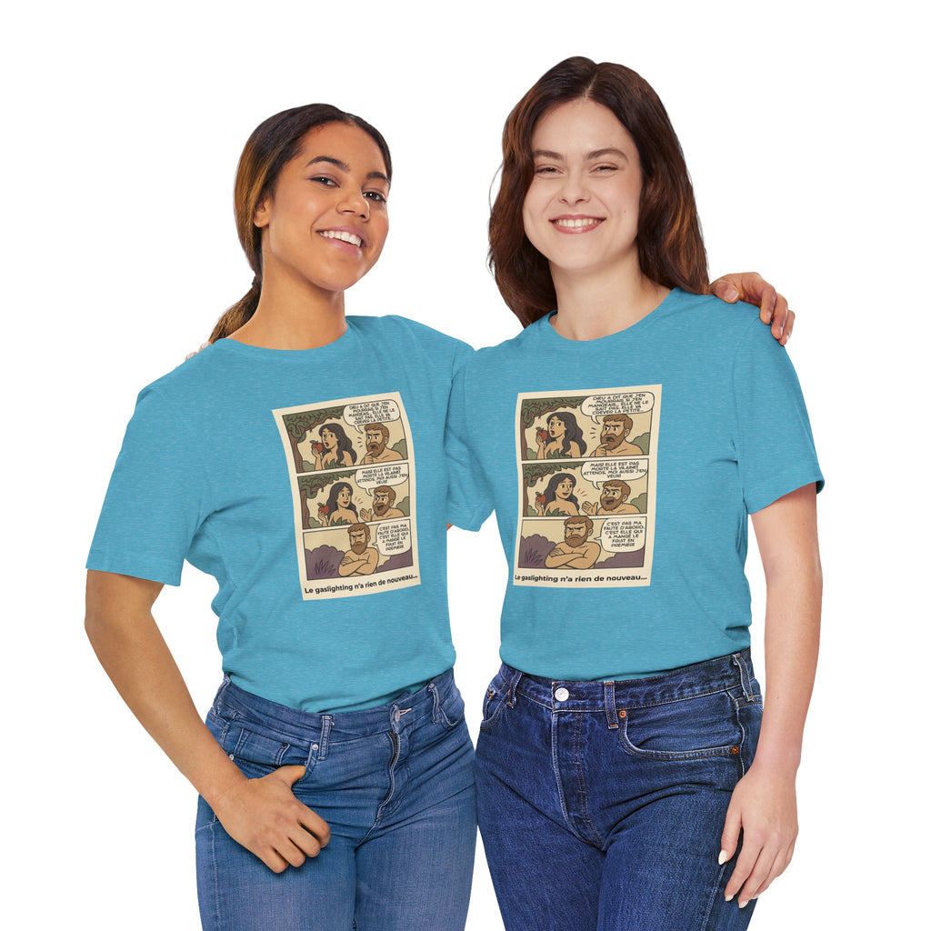 Unisex T-shirt - Retro Comics - Adam and Eve... Gaslighting is nothing new