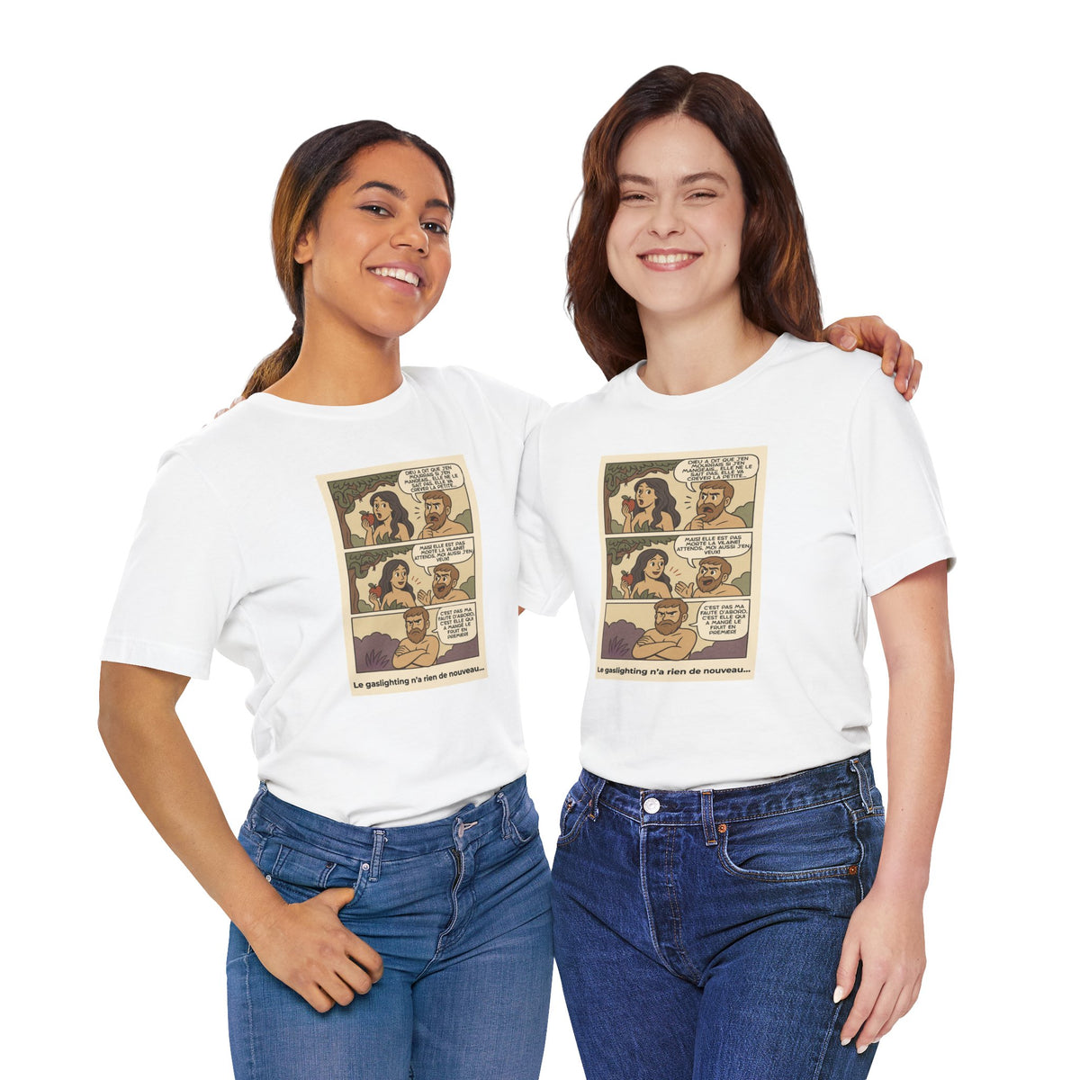 Unisex T-shirt - Retro Comics - Adam and Eve... Gaslighting is nothing new