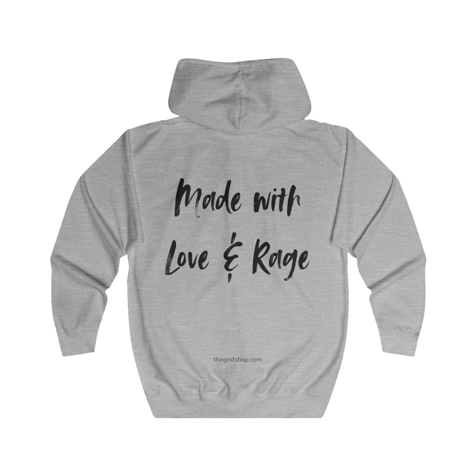 Full-zip hoodie - Made With Love & Rage - The GND Shop