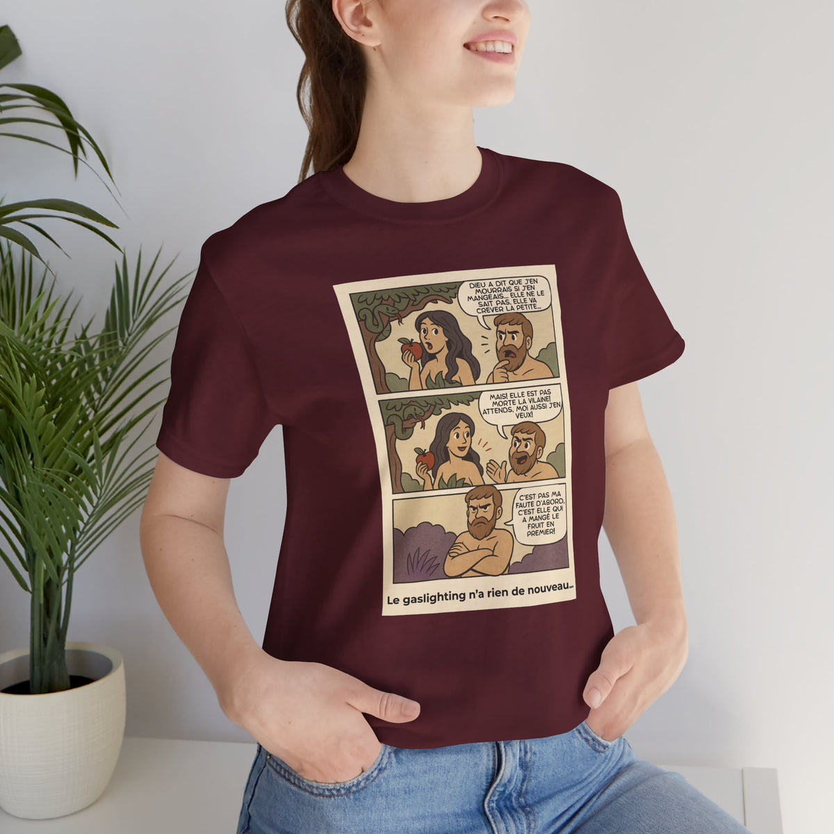 Unisex T-shirt - Retro Comics - Adam and Eve... Gaslighting is nothing new