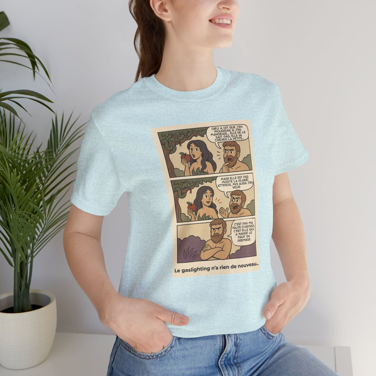 Unisex T-shirt - Retro Comics - Adam and Eve... Gaslighting is nothing new