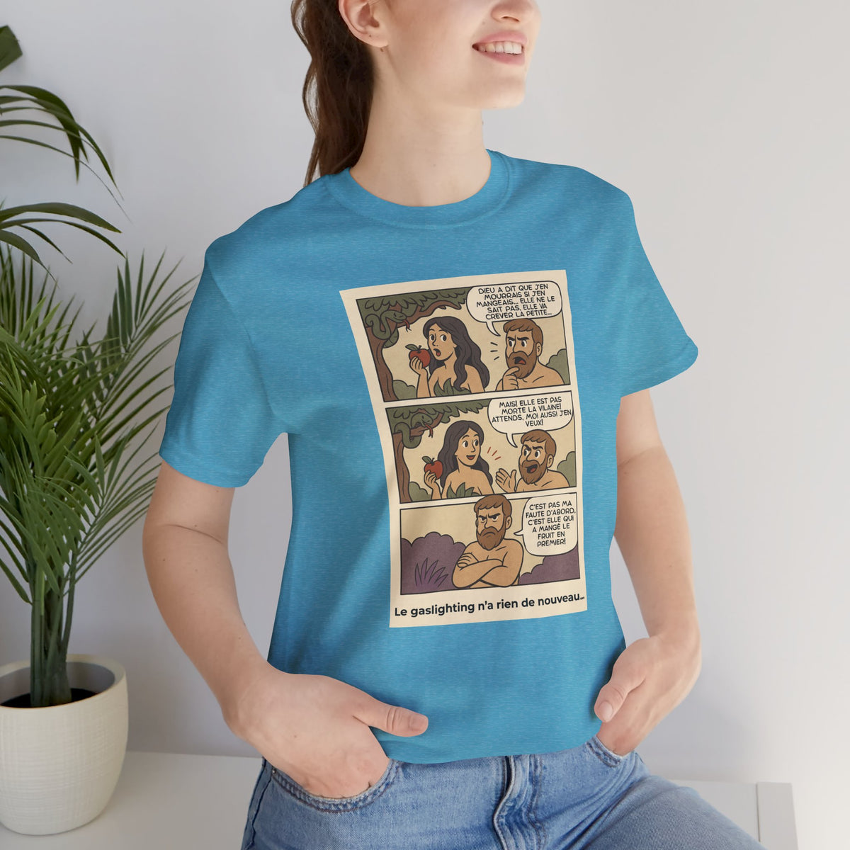 Unisex T-shirt - Retro Comics - Adam and Eve... Gaslighting is nothing new