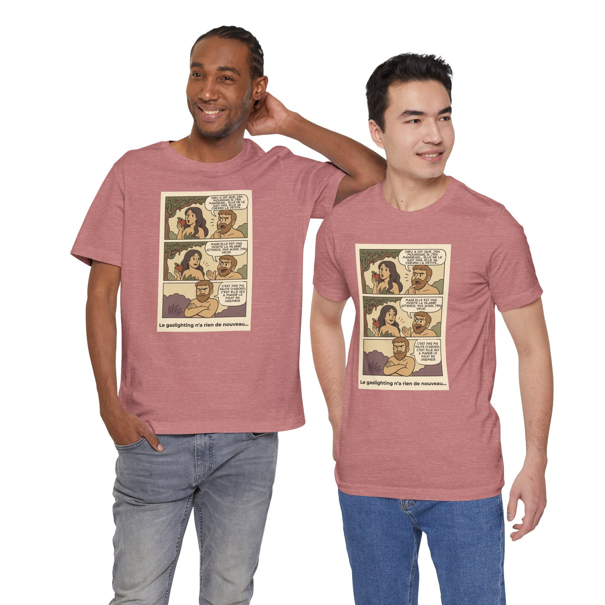 Unisex T-shirt - Retro Comics - Adam and Eve... Gaslighting is nothing new
