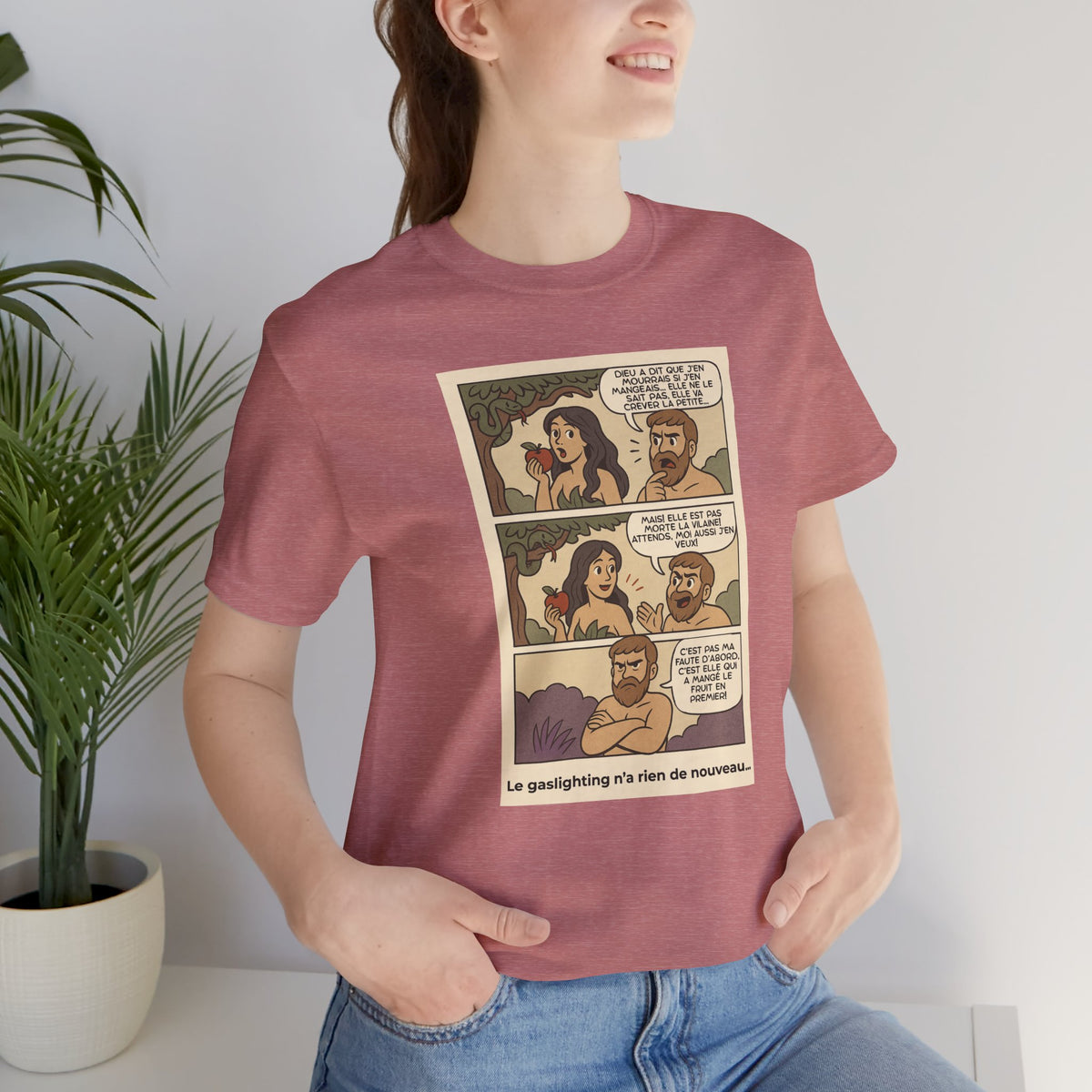 Unisex T-shirt - Retro Comics - Adam and Eve... Gaslighting is nothing new