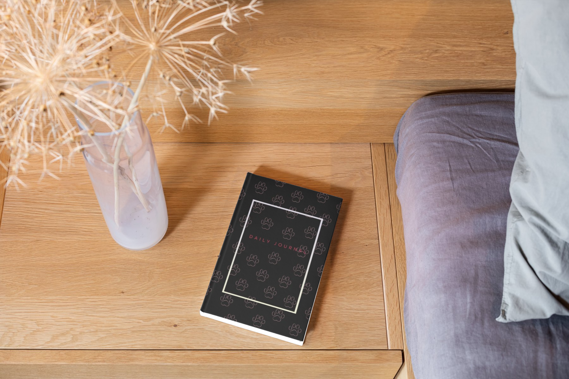 Journal quotidien – Couverture mate douce | Édition pastel pattounes | Noir