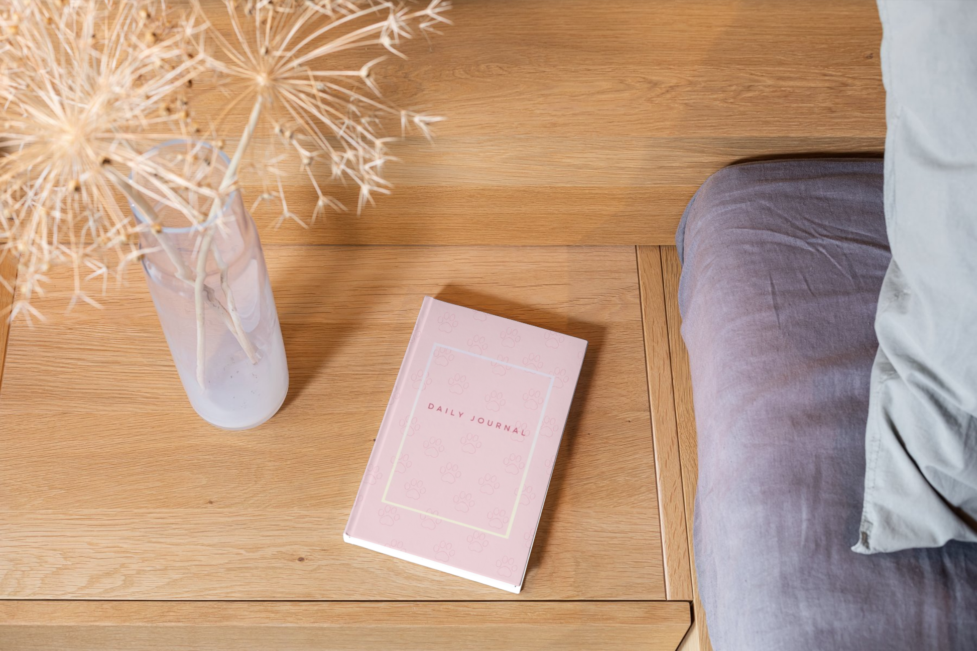 Journal quotidien – Couverture mate douce | Édition pastel pattounes | Rose
