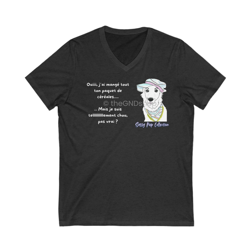 T-shirt Unisex col en V - Sassy Pup Collection - Edition céréales