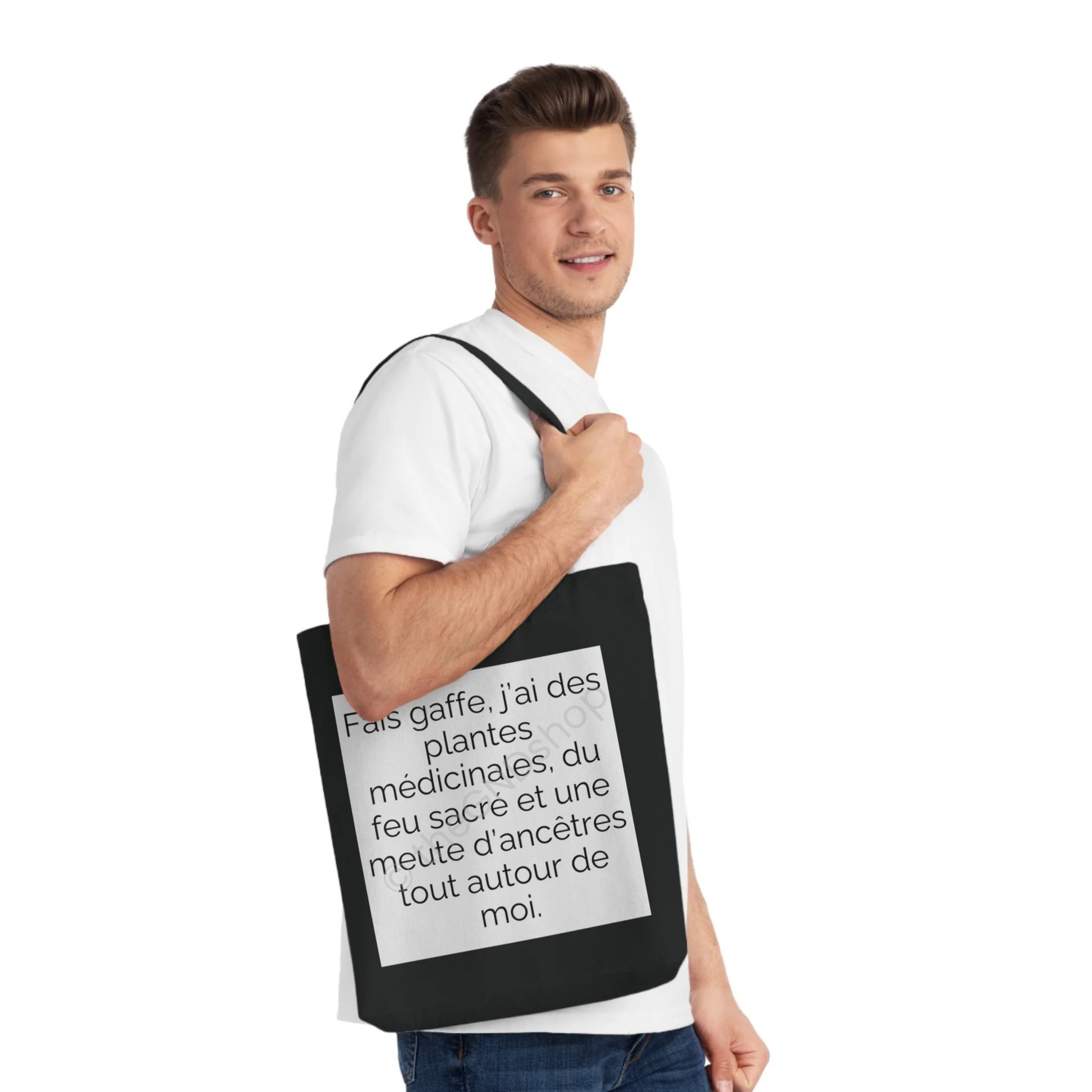 Tote Bag tissé - Fais gaffe! Plantes médicinale, feu sacré, ancêtres