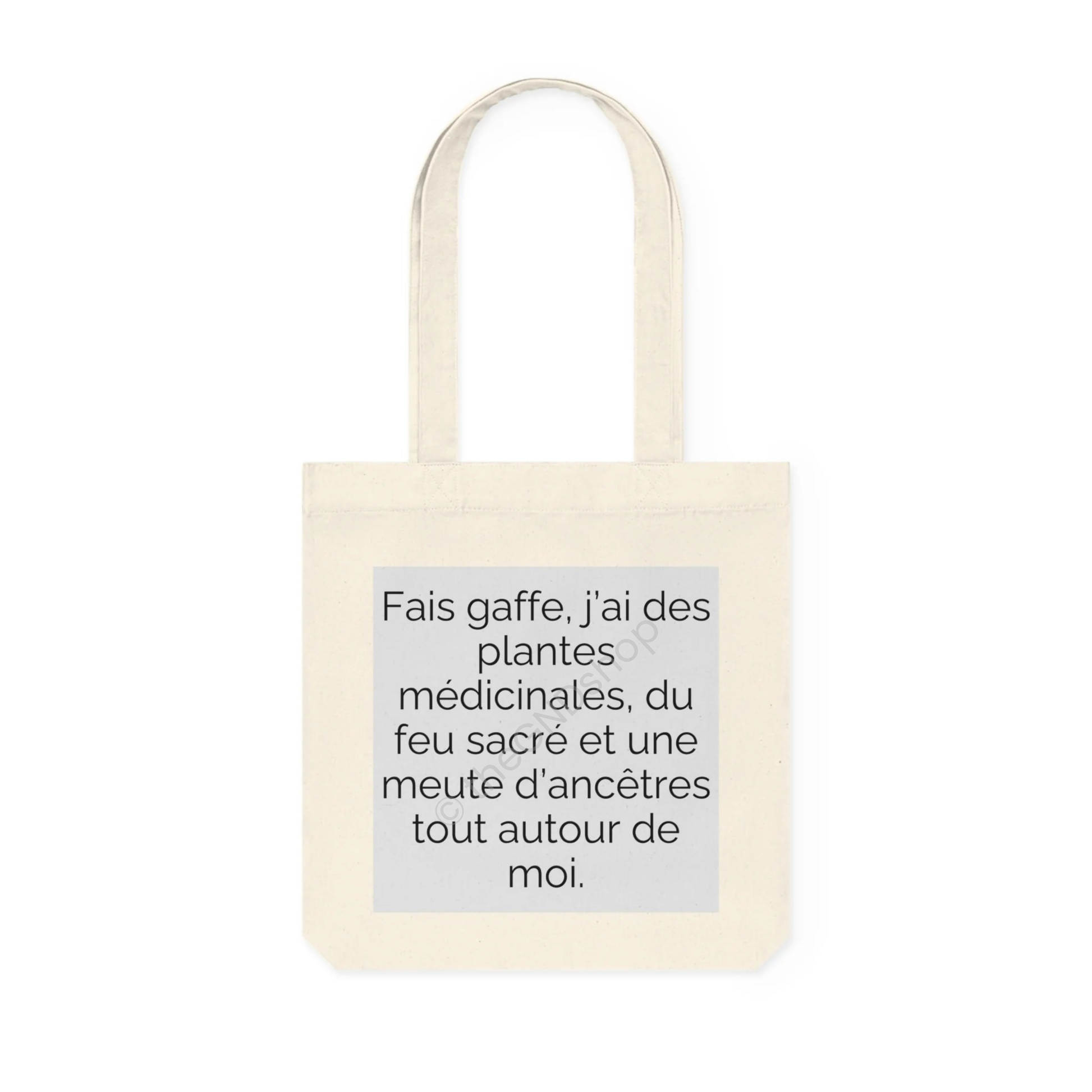 Tote Bag tissé - Fais gaffe! Plantes médicinale, feu sacré, ancêtres