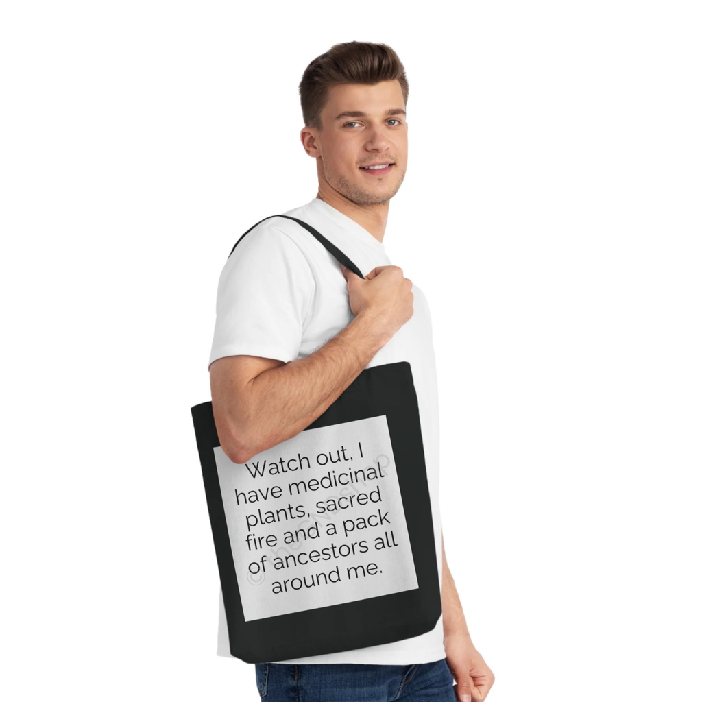 Tote Bag tissé - Watch out ! Medicinal Plants, Sacred Fire, and Ancestors Design
