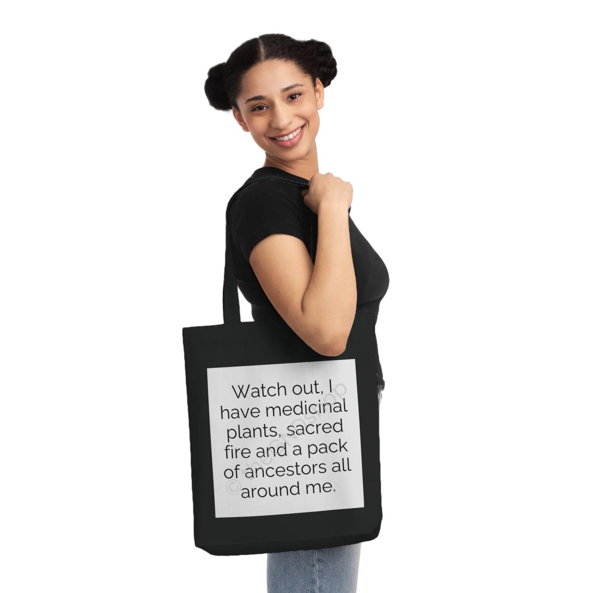 Tote Bag tissé - Watch out ! Medicinal Plants, Sacred Fire, and Ancestors Design