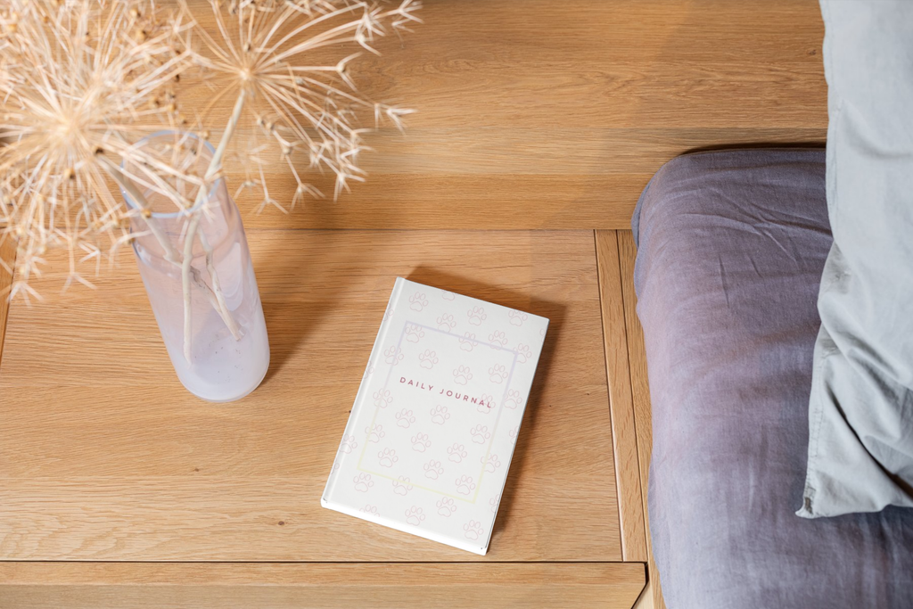 Journal quotidien – Couverture mate douce | Édition pastel pattounes | Blanc perle