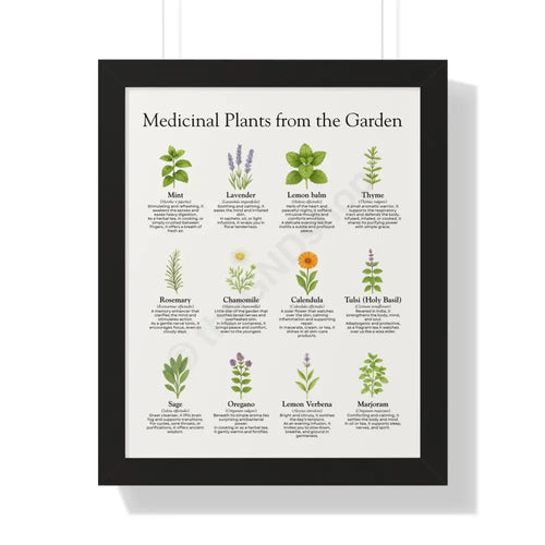 Framed Poster Medicinal Plants from the Garden Black / 16″ x 20″ Poster