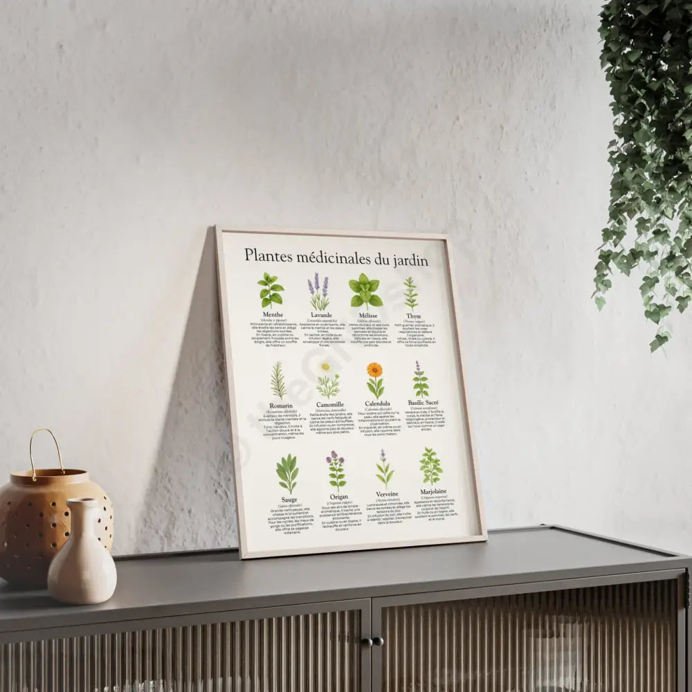 Poster encadré Plantes médicinales du jardin Poster